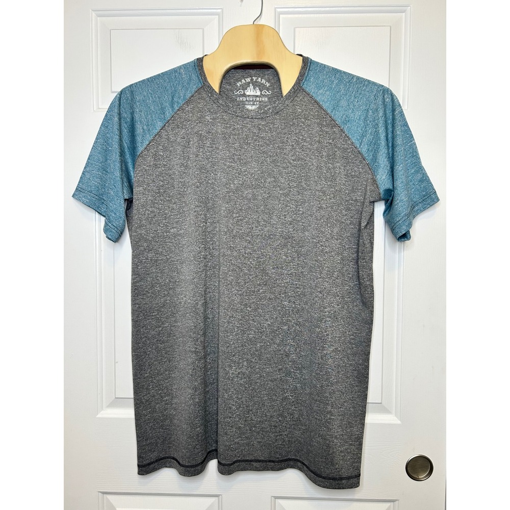 Raw Yarn Industries Raglan T-Shirt Mens 4X Grey Blue Contrast Sleeve